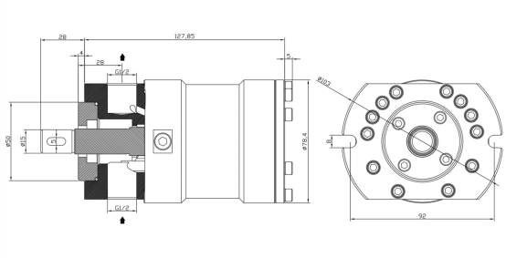 Dimensões externas da bomba HP0.6-1.0